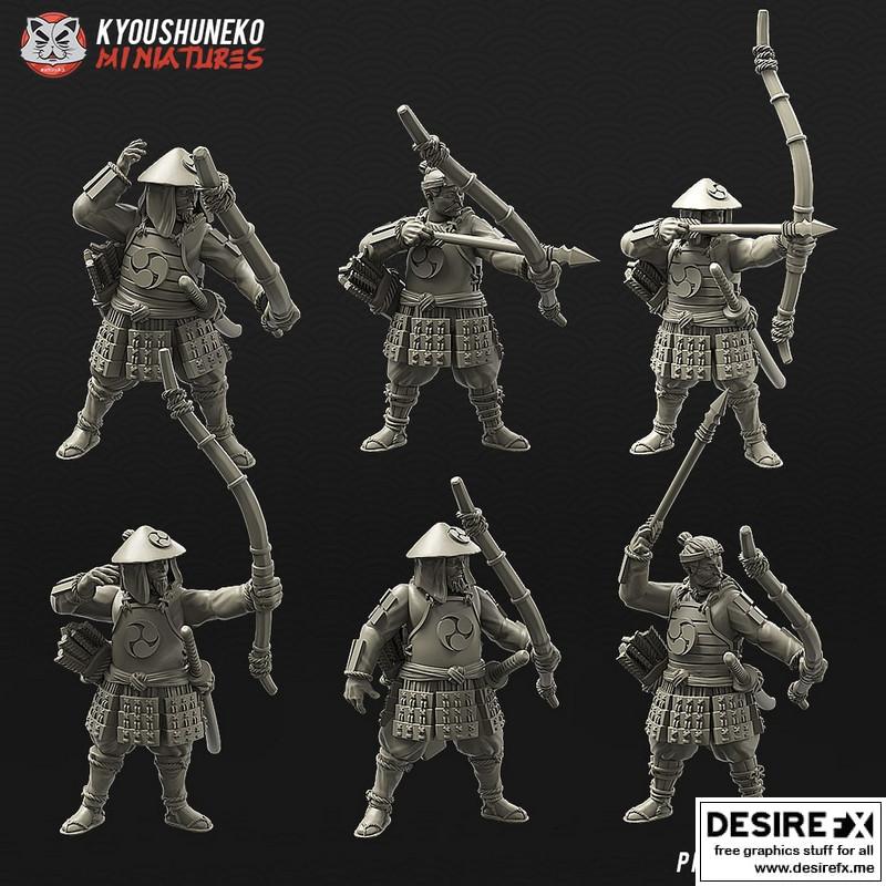 日本足轻弓手迷你模型 3D打印 STL|Kyoushuneko Miniatures Japanese Ashigaru Bowmen – 3D Print Model STL