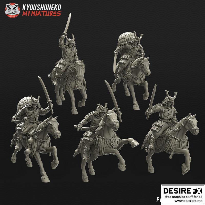 日本骑兵剑士3D打印模型|Kyoushuneko Miniatures Japanese Cavalry Swordsmen – 3D Print Model STL