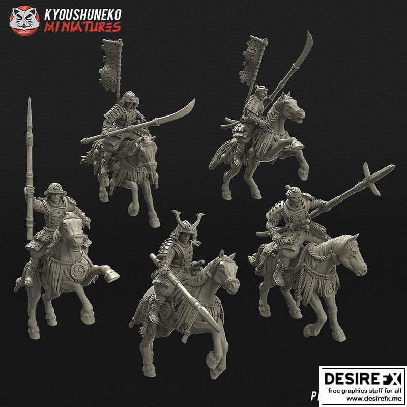 日本骑兵持矛兵 3D打印模型|Kyoushuneko Miniatures Japanese Cavalry Spearmen – 3D Print Model STL