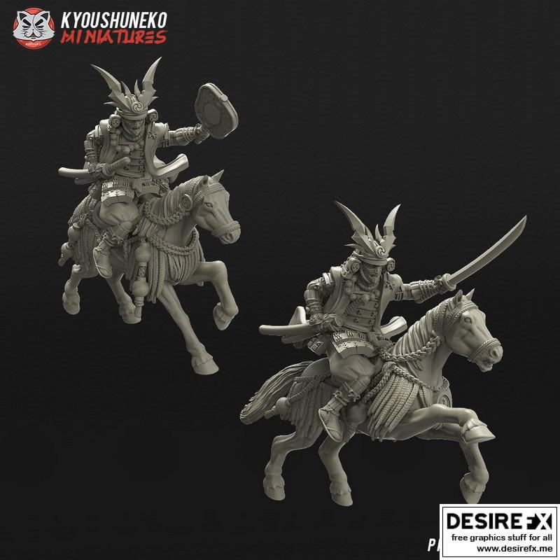 日本骑兵samurai大名3D打印模型|Kyoushuneko Miniatures Japanese Cavalry Samurai Daimyo – 3D Print Model STL