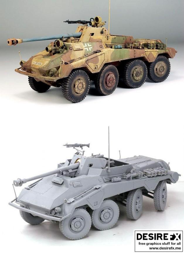 28mm 德国234型4轮装甲车 3D打印模型|28mm SdKfz German 234 4 Pakwagen – 3D Print Model STL