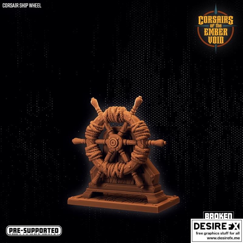 Ember Void中的 corsair战舰 3D打印模型|Corsairs of the Ember Void – Corsair Ship Wheel – 3D Print Model STL
