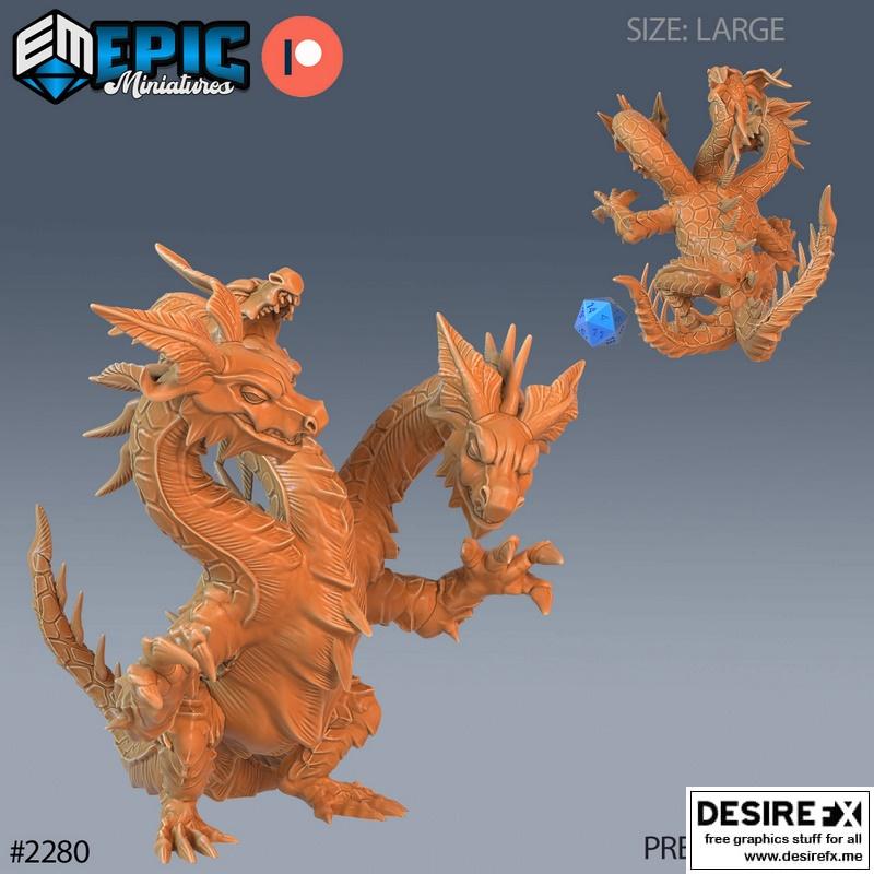 史诗迷你模型——地牢巨 Hydra 愤怒状态 3D打印模型|Epic-Miniatures – Dungeon Hydra Angry – 3D Print Model STL