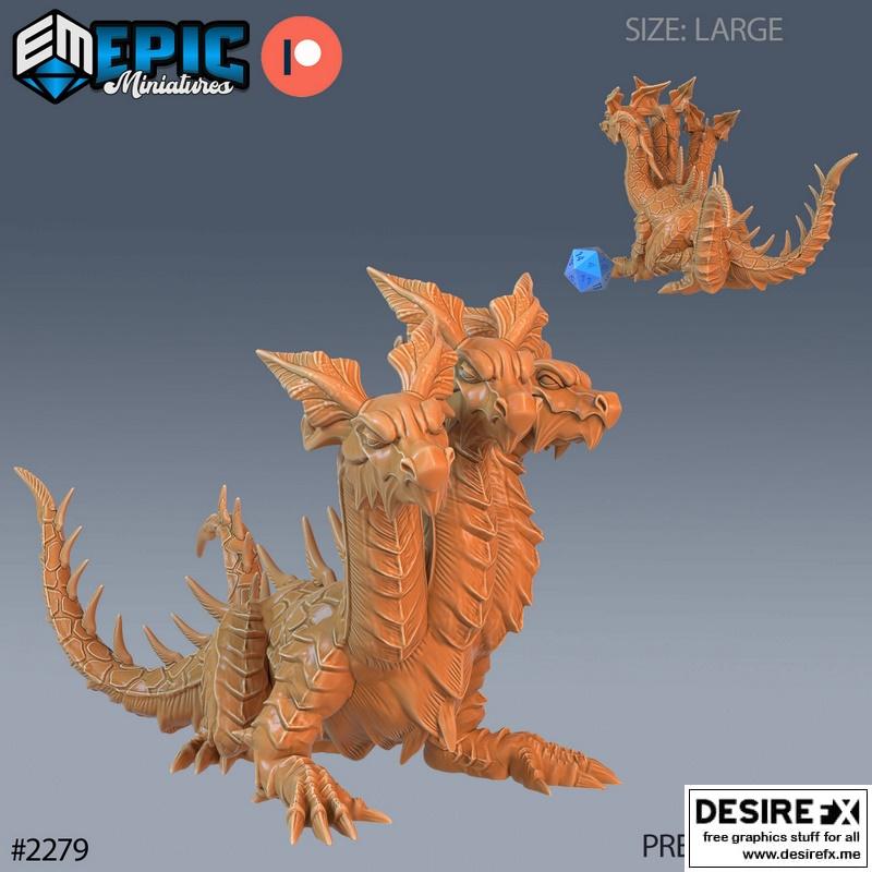 史诗迷你模型——地下神龙——3D打印模型|Epic-Miniatures – Dungeon Hydra – 3D Print Model STL