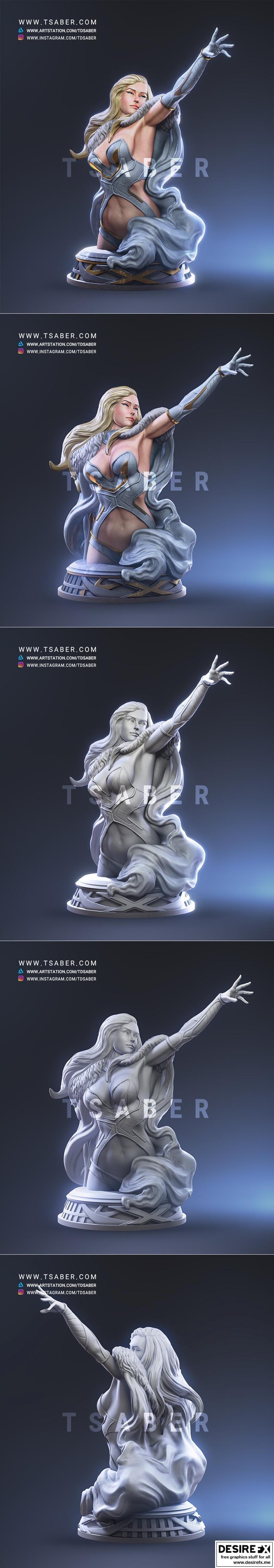 漫威漫画 - X战警 - 伊芙·弗罗斯特 - 3D打印模型|Marvel Comics – X-Men Emma Frost – Tsaber – 3D Print Model STL