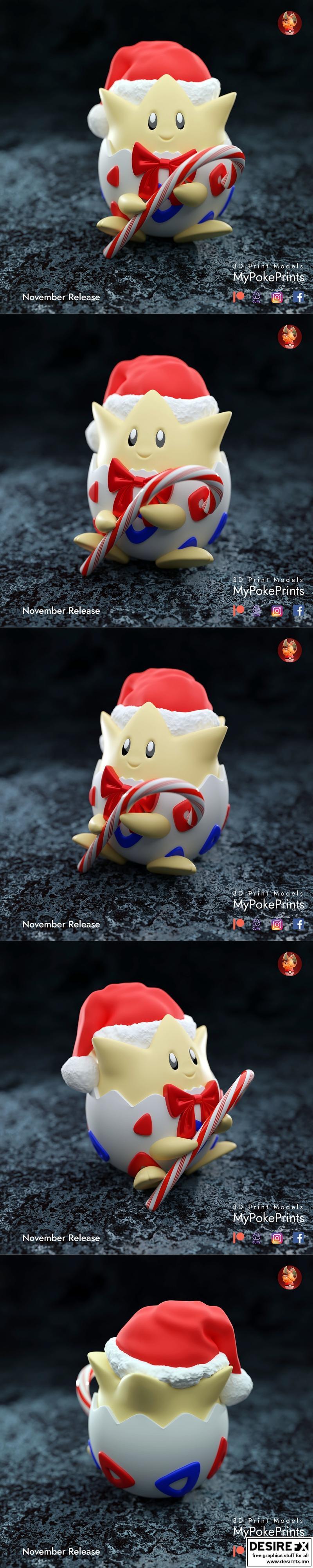 圣诞主题3D打印模型：Togepi|Christmas togepi – 3D Print Model STL