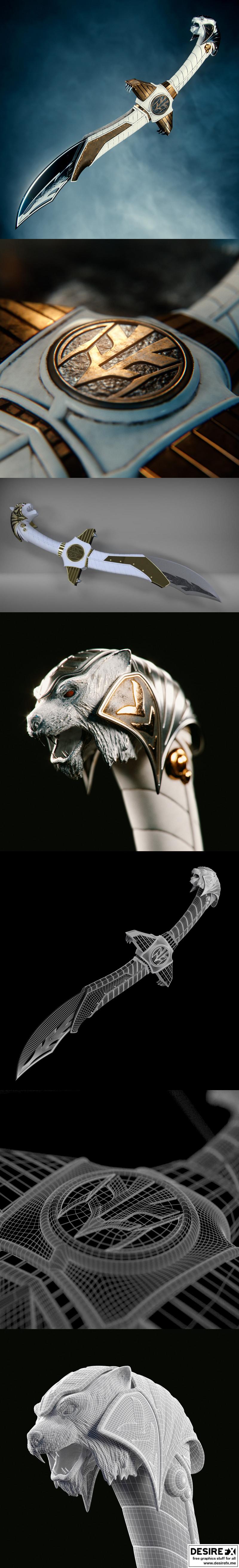 白狼战士萨巴剑 3D打印模型|Power Ranger White Ranger’s Saba Sword – 3D Print Model STL