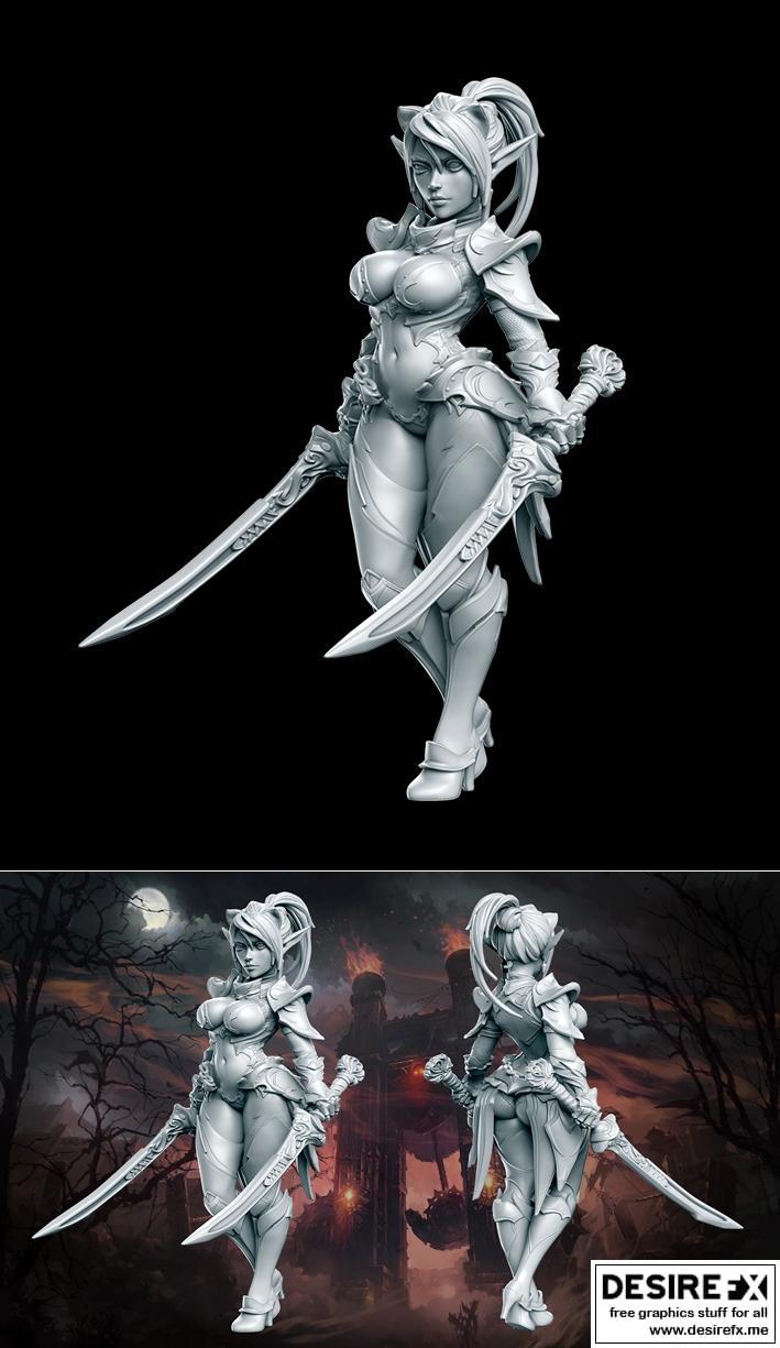 暗精灵玛丽亚 3D打印模型|Dark Elf Mariya – 3D Print Model STL