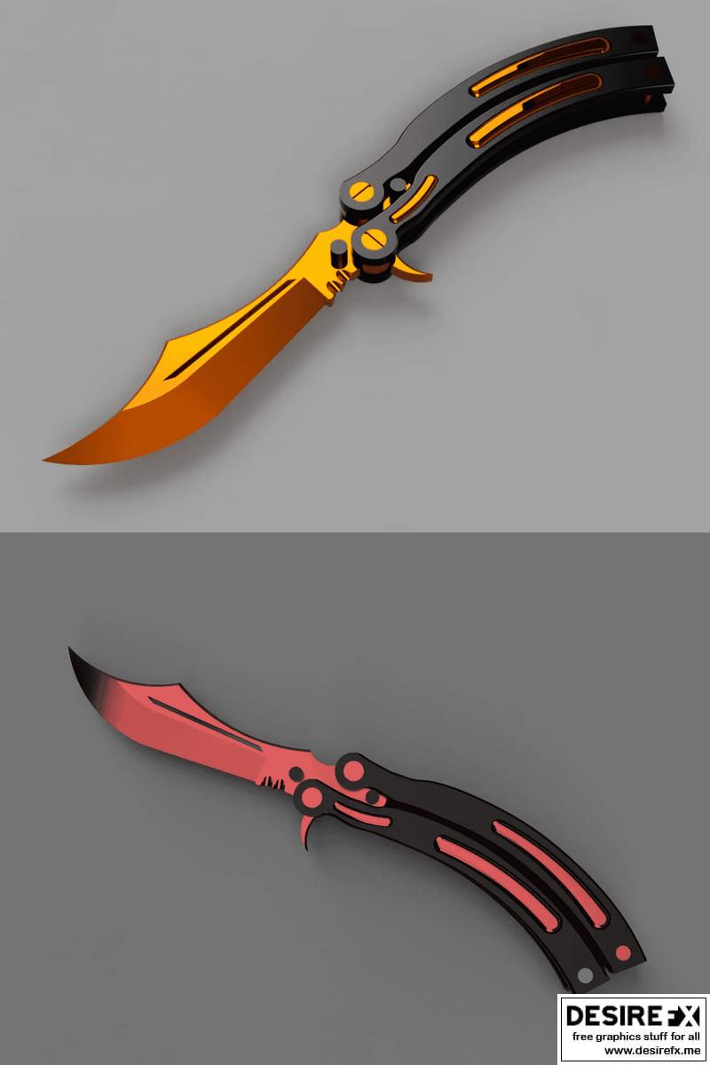 CS:GO 蝴蝶刀 3D打印模型|CS-GO Butterfly Knife – 3D Print Model STL