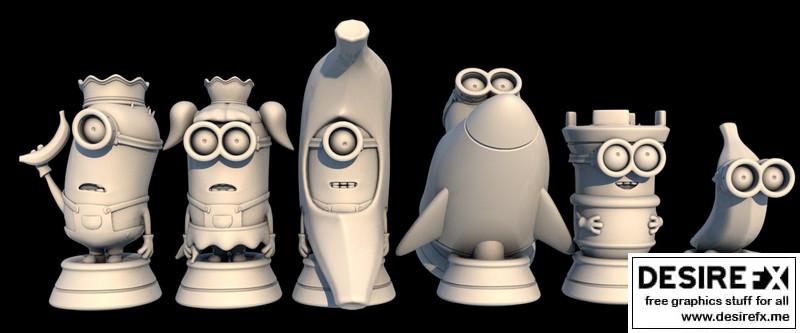 比利·西德斯小黄人棋盘——3D打印模型|Billy Sides Minion Chess – 3D Print Model STL