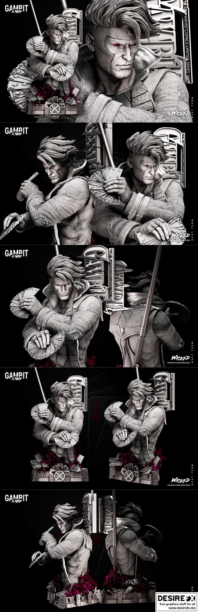 Wicked游戏角色3D打印模型|Wicked – Gambit Bust – 3D Print Model STL