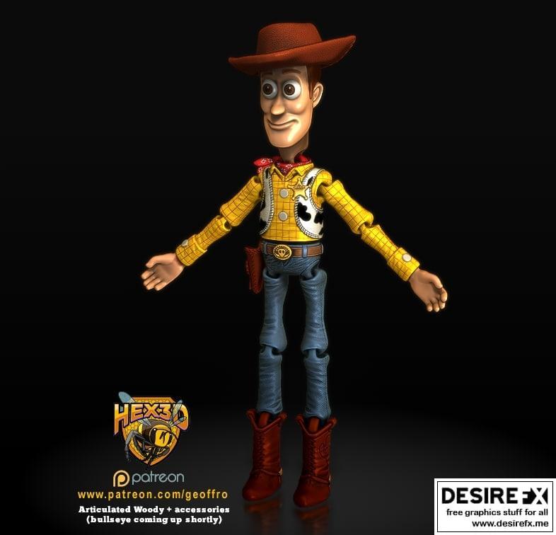 玩具总动员-木头-3D打印模型|Toy Story – Woody (Articulated) – 3D Print Model STL