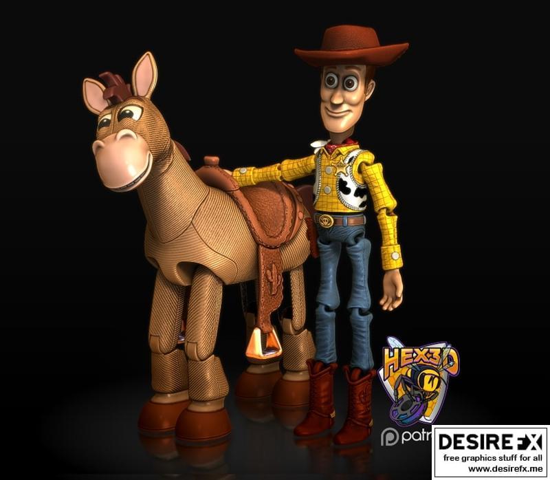 玩具总动员 - Bullseye - 可动3D打印模型|Toy Story – Bullseye (Articulated) – 3D Print Model STL