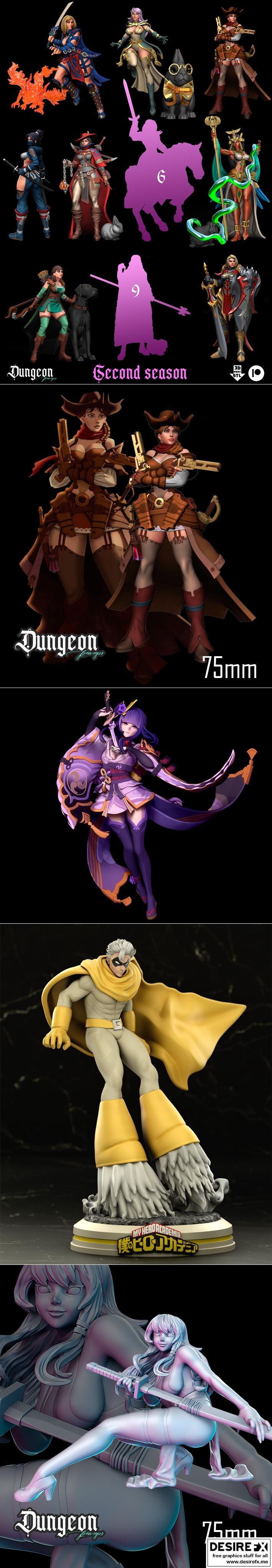 枪手主题3D打印模型：十一月2022款 dungeon pin-ups 轰动角色设计|Dungeon Pin-ups Gunslinger November 2022 – 3D Print Model STL