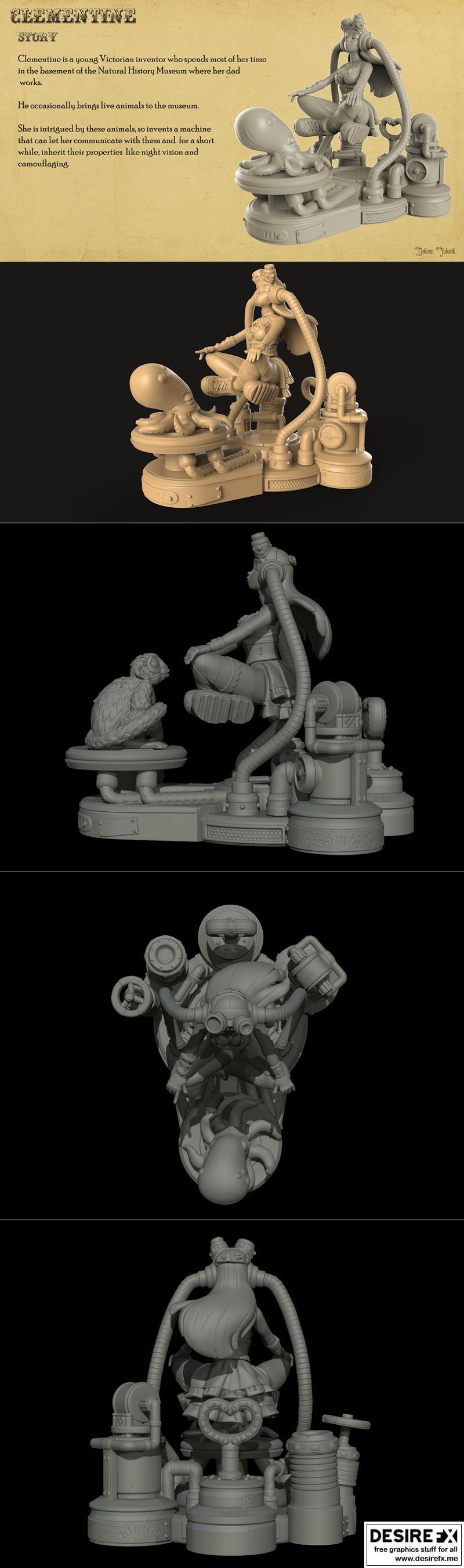 蒸汽朋克克莱门汀 3D打印模型|Gokcen Yuksek – Steampunk Clementine – 3D Print Model STL