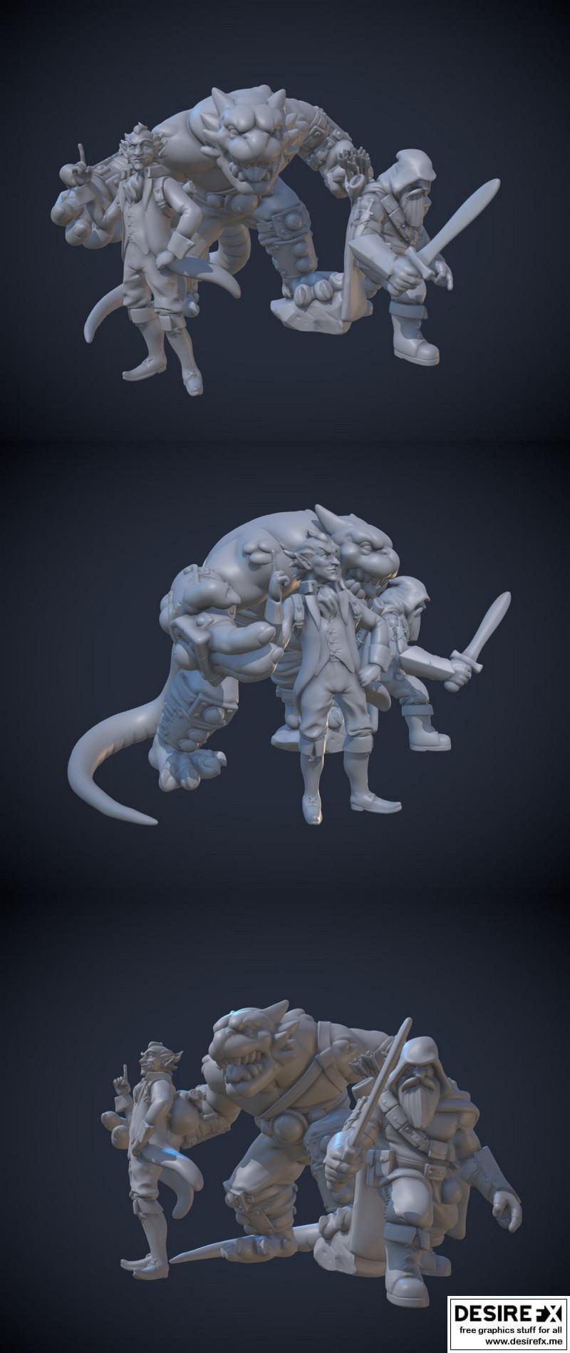 3D打印模型：黑暗精灵D&D迷你玩偶|The Disgracefuls D&D Miniatures1 – 3D Print Model STL