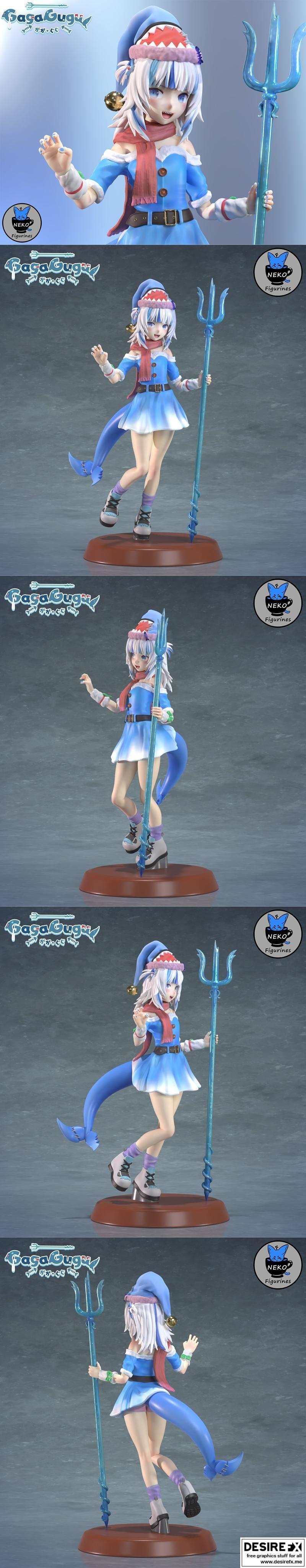 Gawr Gura圣诞主题3D打印模型|Gawr Gura Christmas (Hololive) – 3D Print Model STL