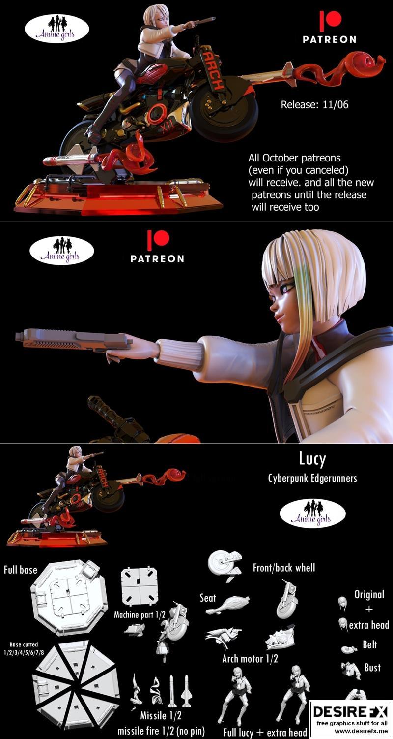 赛博朋克边缘竞速 Lucy 3D打印模型|Cyberpunk Edgerunner Lucy – 3D Print Model STL