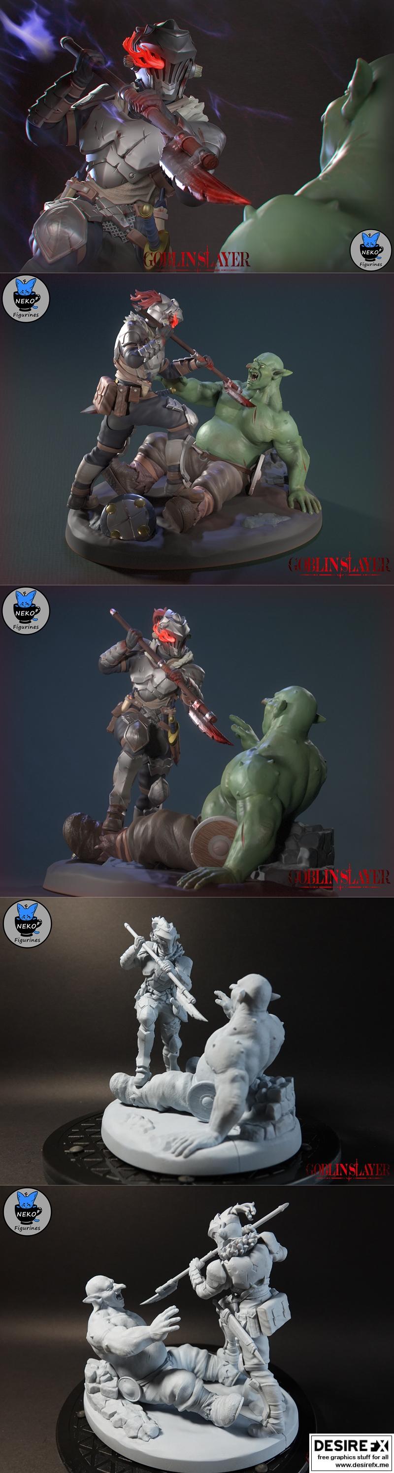 Goblin Slayer 3D打印模型猫娘立牌|Goblin Slayer – Neko Figurines – 3D Print Model STL