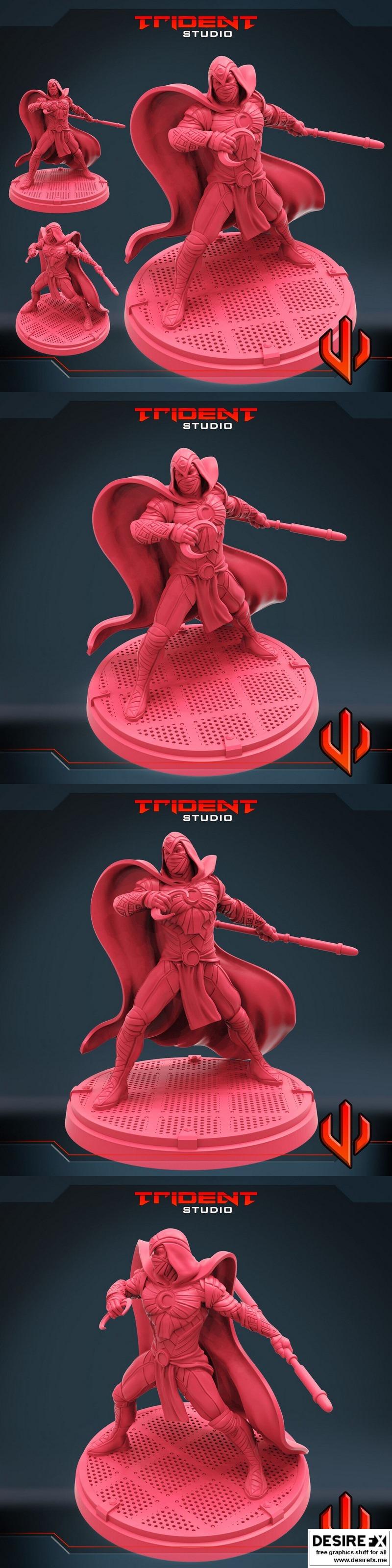 Trident Studio - 魔 Knight 3D打印模型|Trident Studio – Moon Knight A – 3D Print Model STL