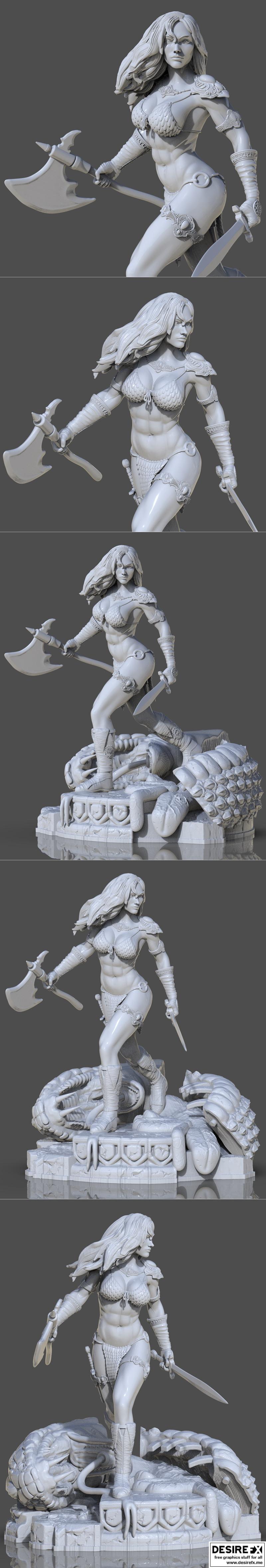 红Sonja 3D打印模型|Red Sonja – Fan Art – 3D Print Model STL