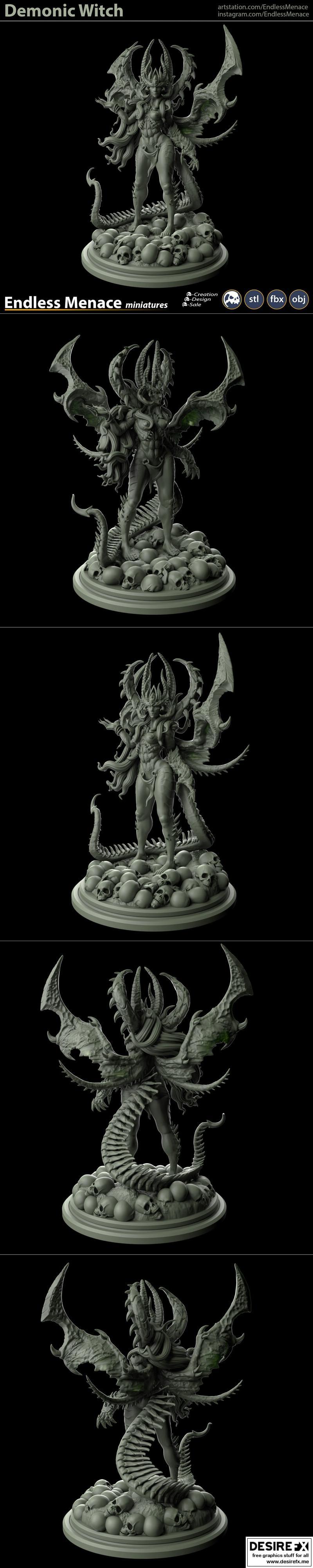 恶魔巫女 3D打印模型|Demonic Witch – 3D Print Model STL