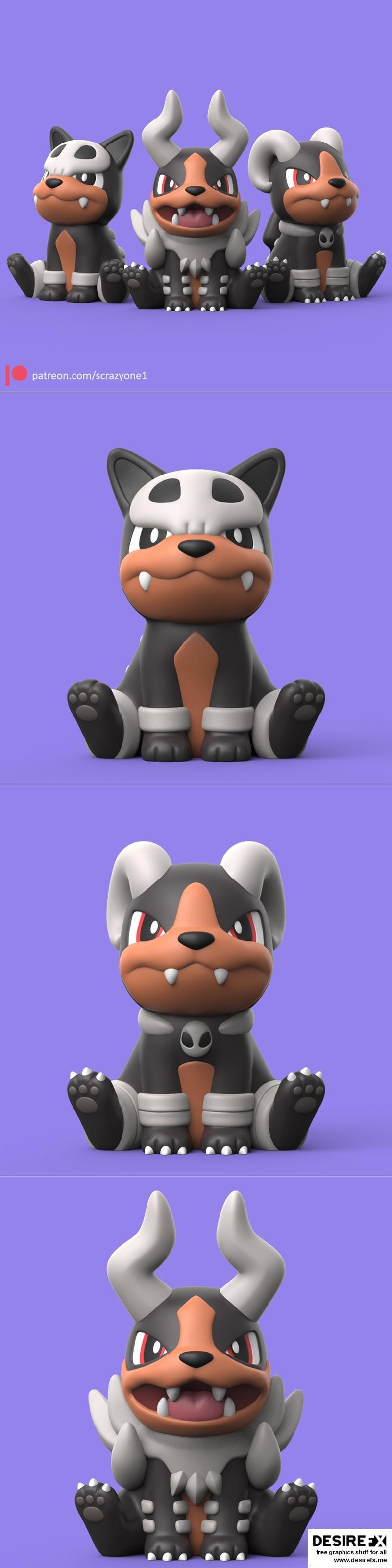 宝可梦霍顿 3D打印模型|Pokemon Houndour Evolution – 3D Print Model STL