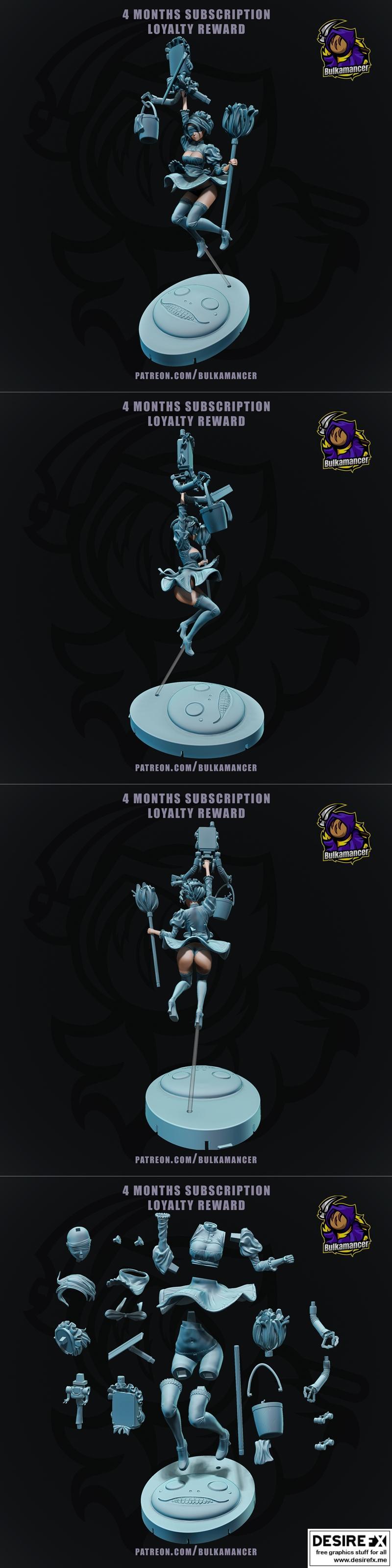 2B maid 3D打印模型|2B Maid – 3D Print Model STL