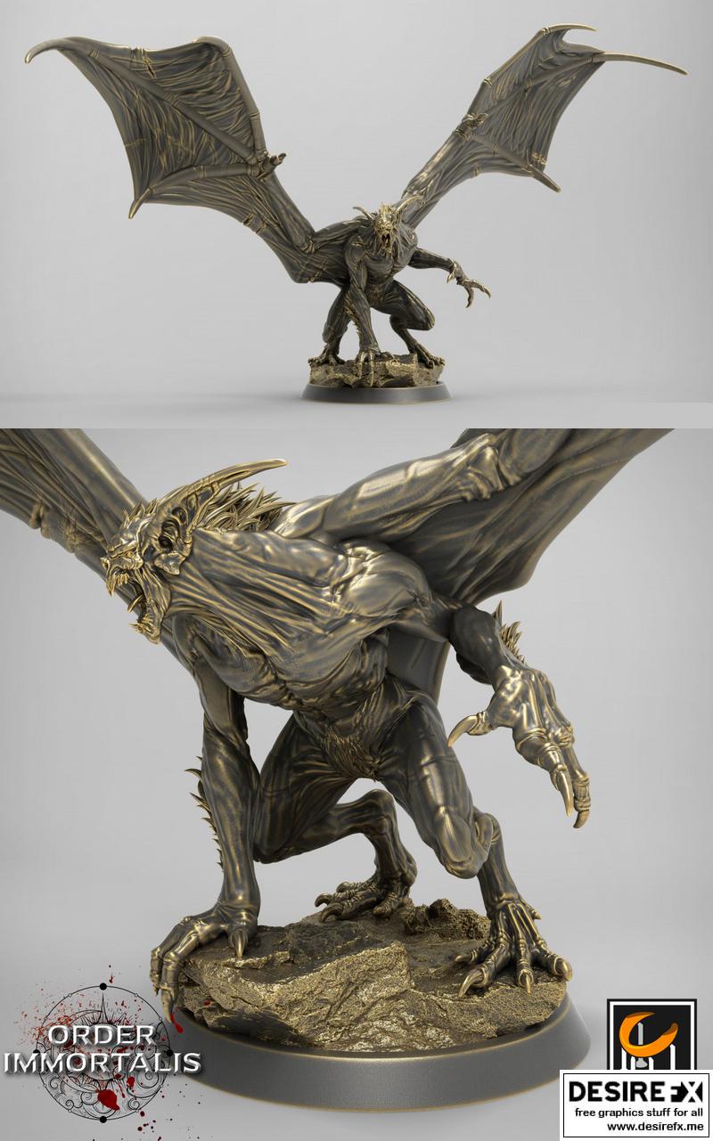 永生之翼 - 飞行吸血鬼蹲姿 - 3D打印模型|Order Immortalis – Flying Vampire Crouch – 3D Print Model STL