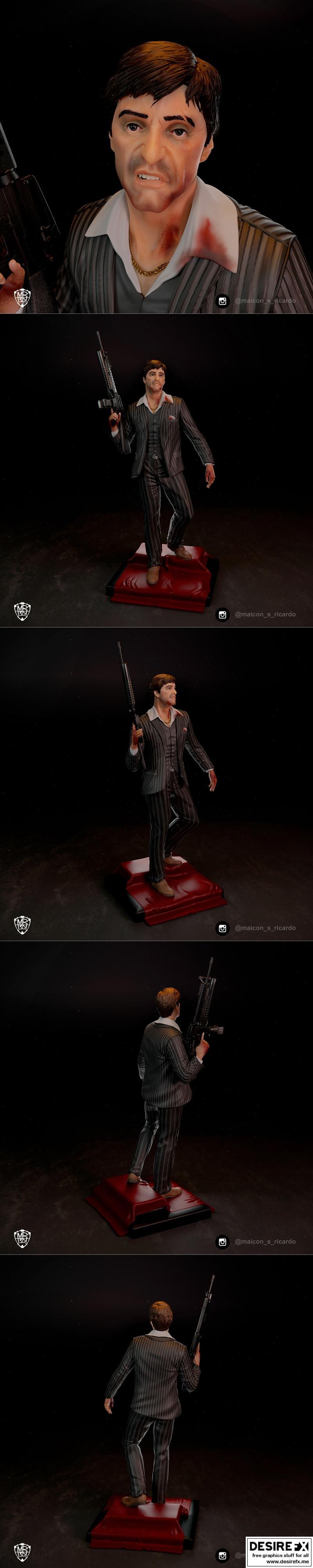 Scarface 3D打印模型雕像|Tony Montana – Scarface Fanart statue – 3D Print Model STL