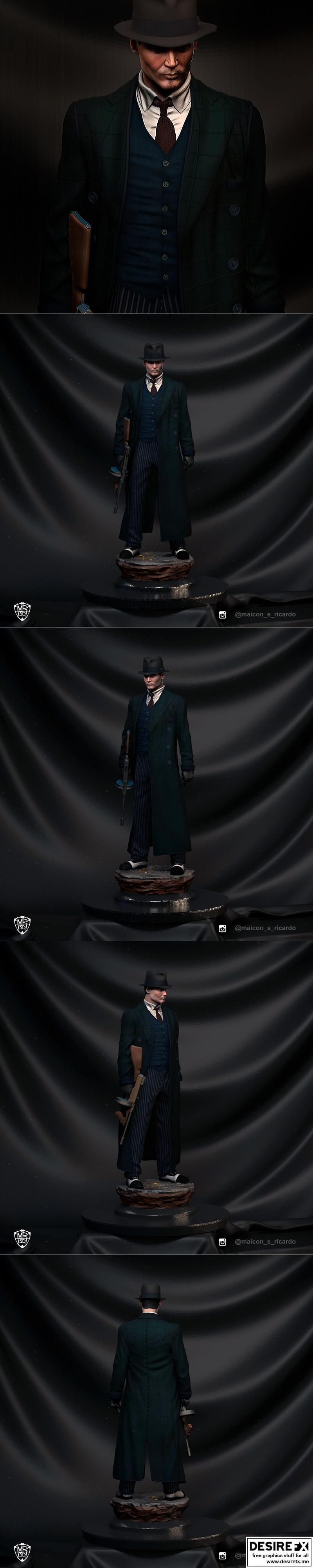 约翰迪林杰 3D打印模型 STL|John Dillinger – Johnny Depp Fan art – 3D Print Model STL