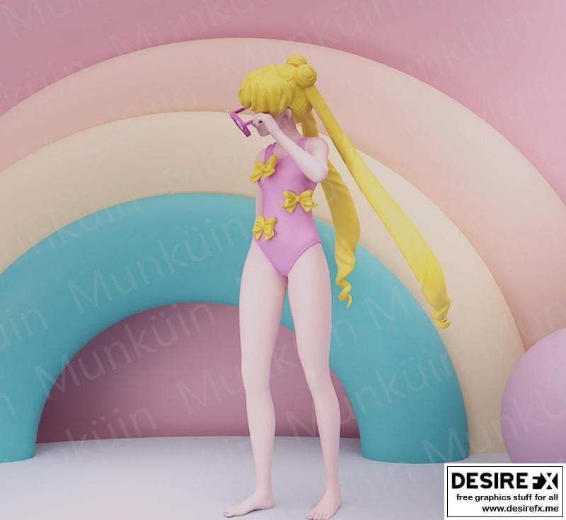 美少女泳装 3D打印模型|Usagi Swimsuit – 3D Print Model STL