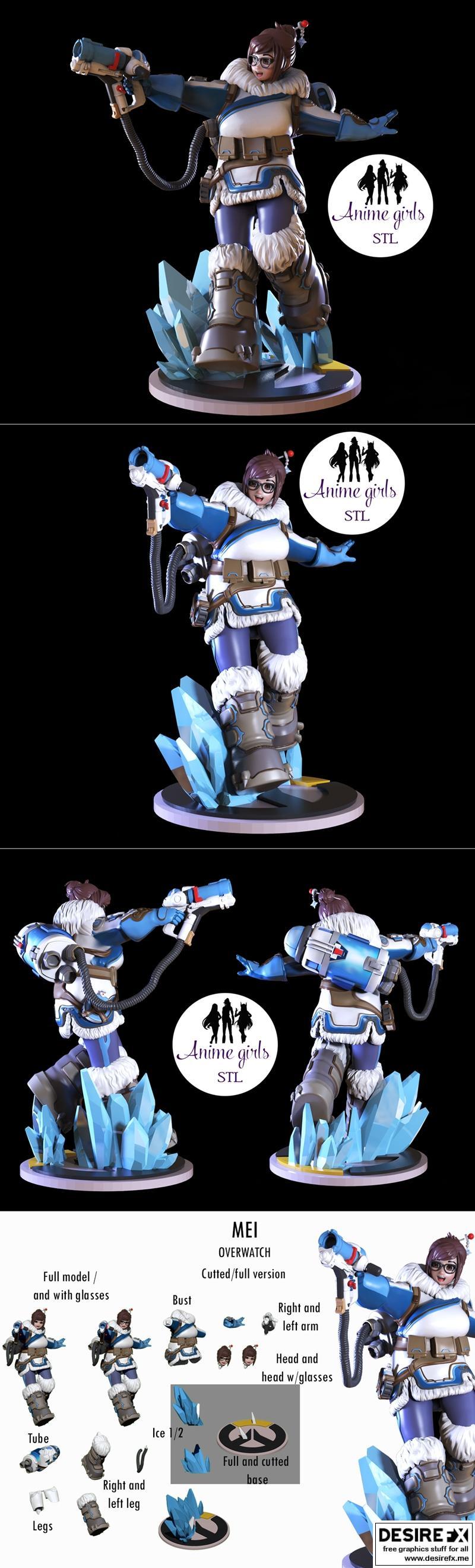 梅 - 过关者 - 3D打印模型|Mei – Overwatch – 3D Print Model STL