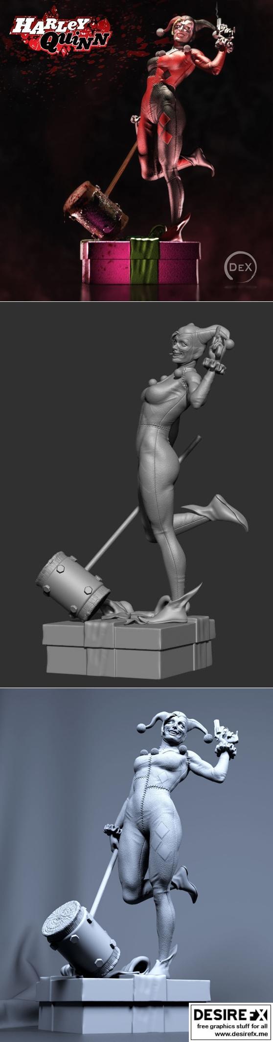 哈莉奎因1-4比例3D打印雕像模型|Harley Quinn 1-4 scale statue – 3D Print Model STL