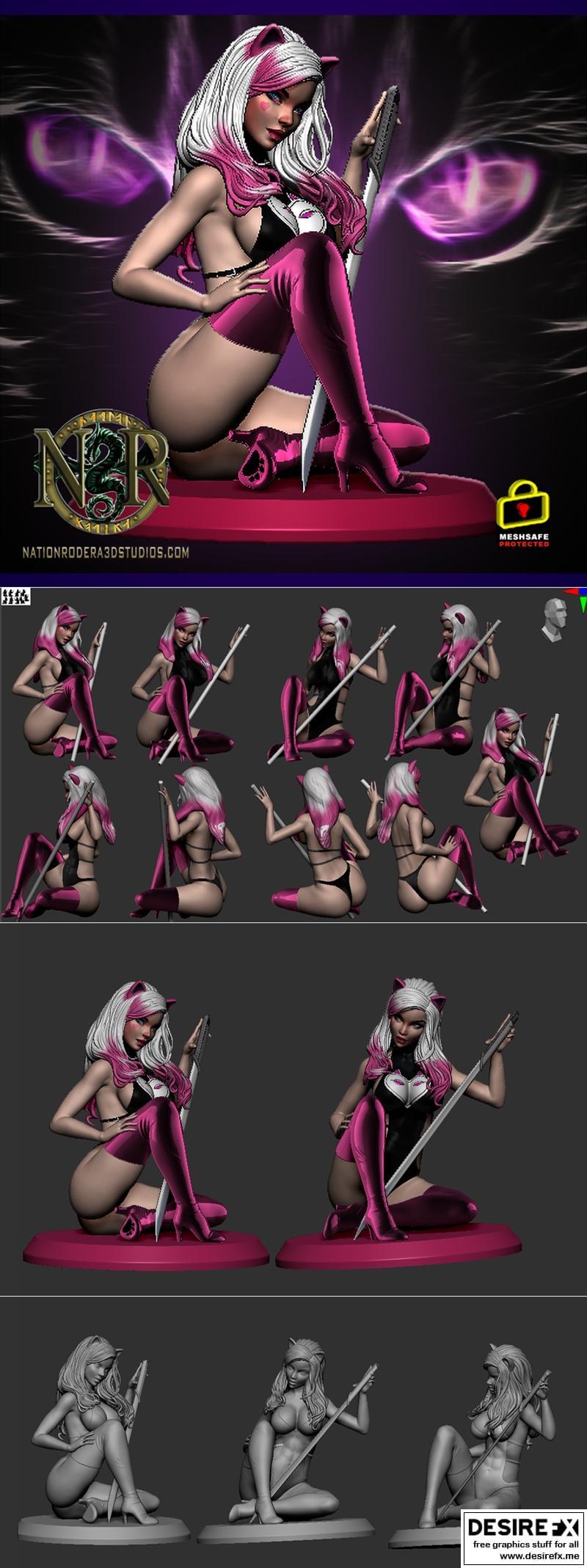 性感喵星人3D打印模型|Sexy Miss Meow – 3D Print Model STL