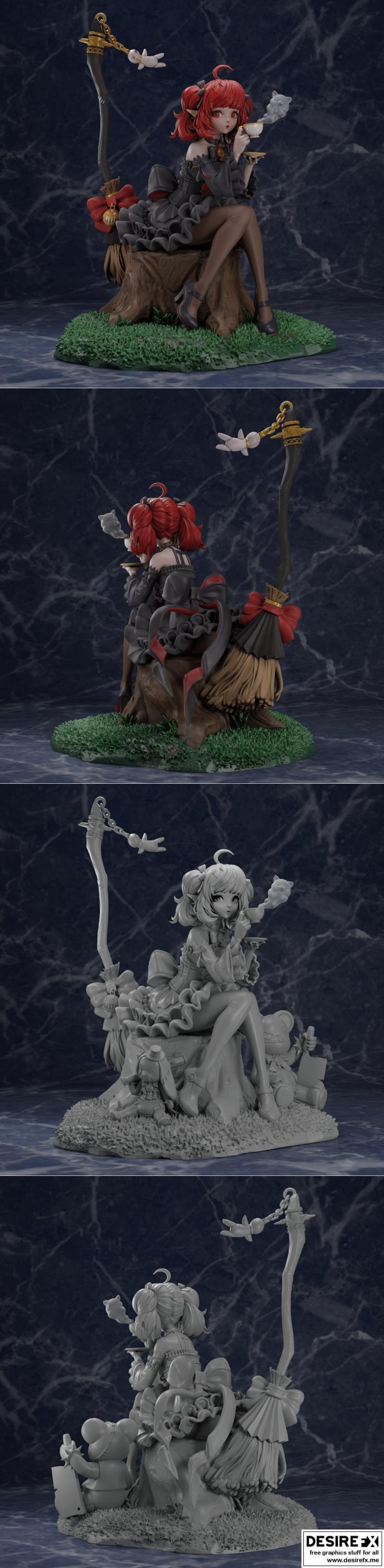 哥特精灵女巫 3D打印模型|Goth Elf Enchantress – 3D Print Model STL