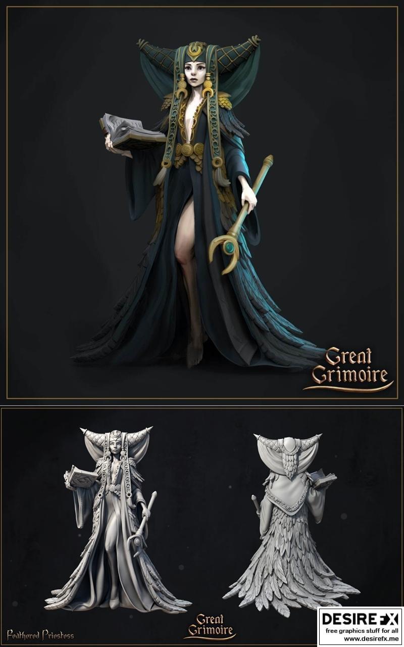 羽翼女祭司 - 3D打印模型|Feathered Priestess – 3D Print Model STL