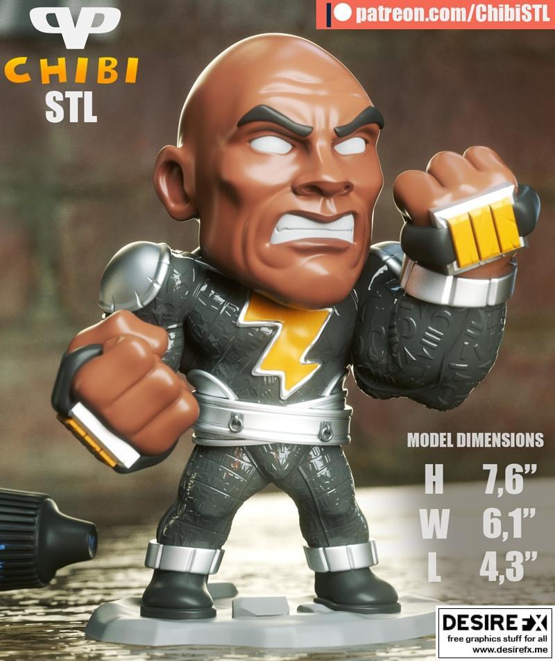 3DXM - 黑亚当Chibi - 3D打印模型|3DXM – Black Adam Chibi – 3D Print Model STL