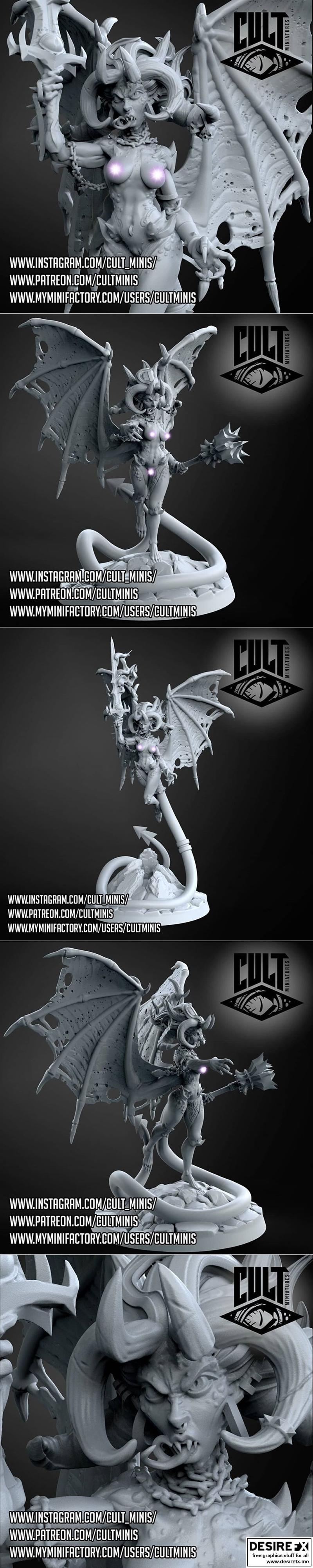 cult迷你模型 恶魔女王 3D打印模型|Cult Miniatures Demon Queen – 3D Print Model STL