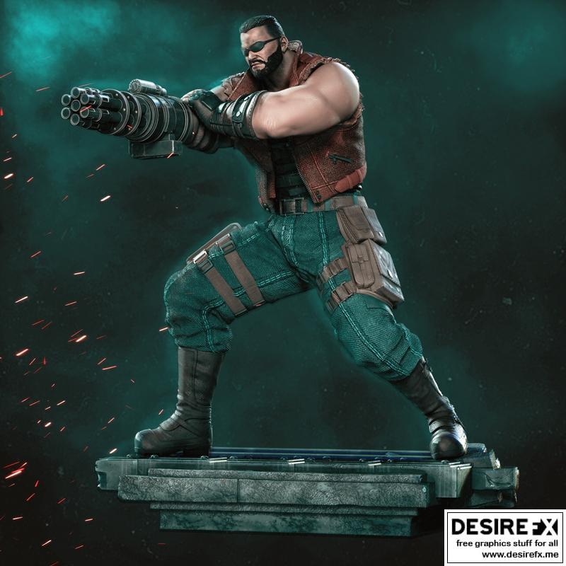 最终幻想巴雷特·华勒斯 3D打印模型|Barret Wallace From Final Fantasy – 3D Print Model STL