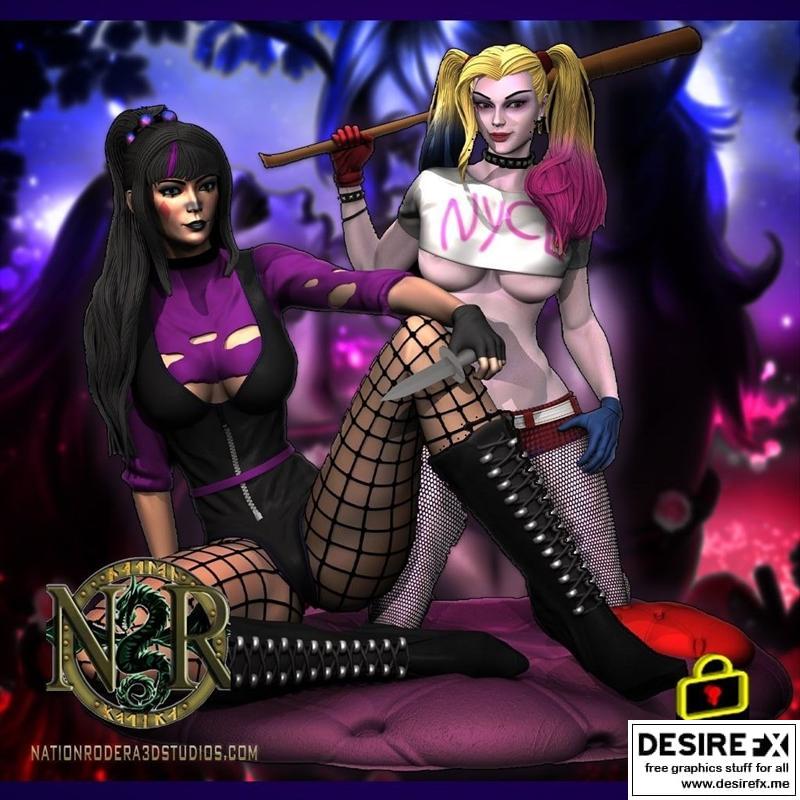 哈莉·奎茵与吐槽者 3D打印模型|Harley Quinn and Punchline – 3D Print Model STL