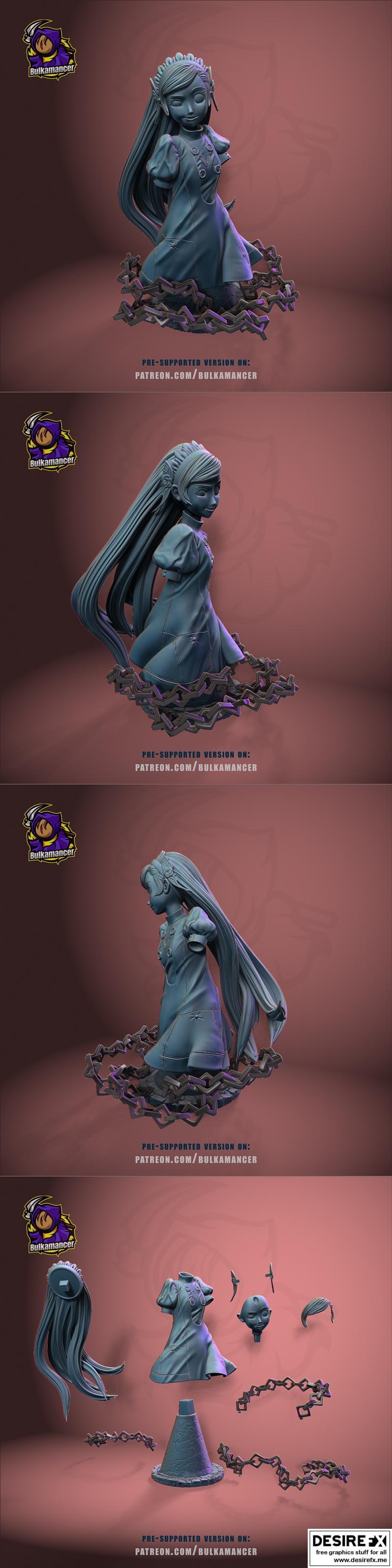 Persona 5 3D打印模型：Lavenza角色立体模型|Lavenza – Persona 5 Bust – 3D Print Model STL