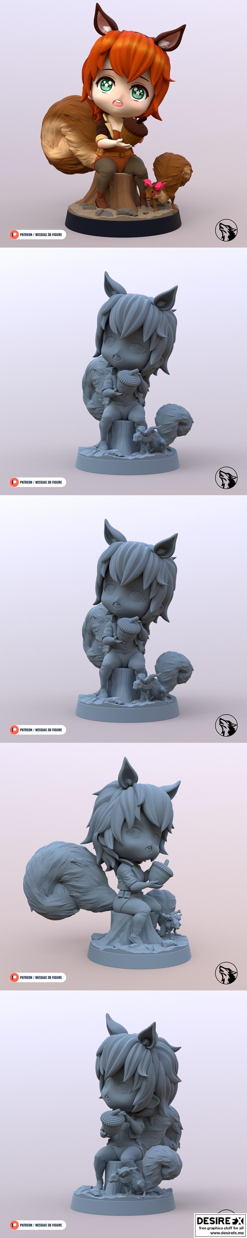 小浣熊3D打印模型|Squirrel Girl Chibi – 3D Print Model STL