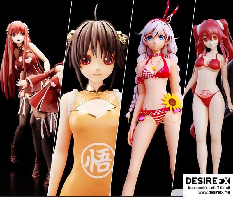 动漫女孩3D打印模型|Anime Girls – 3D Print Model STL