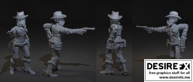 午时凶案 小型枪手 3D打印模型|High Noon Miniature Set The Gunslinger – 3D Print Model STL