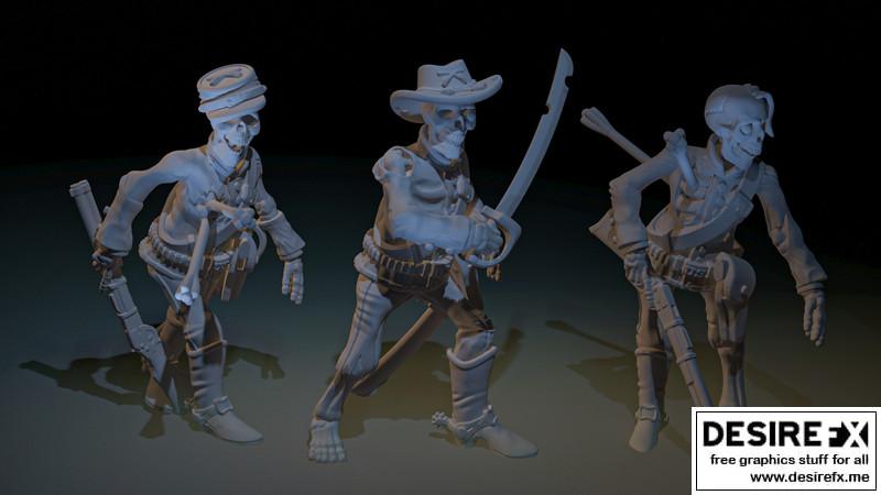 午时凶案迷你模型套装——3D打印 undead角色模型|High Noon Miniature Set Undeads – 3D Print Model STL