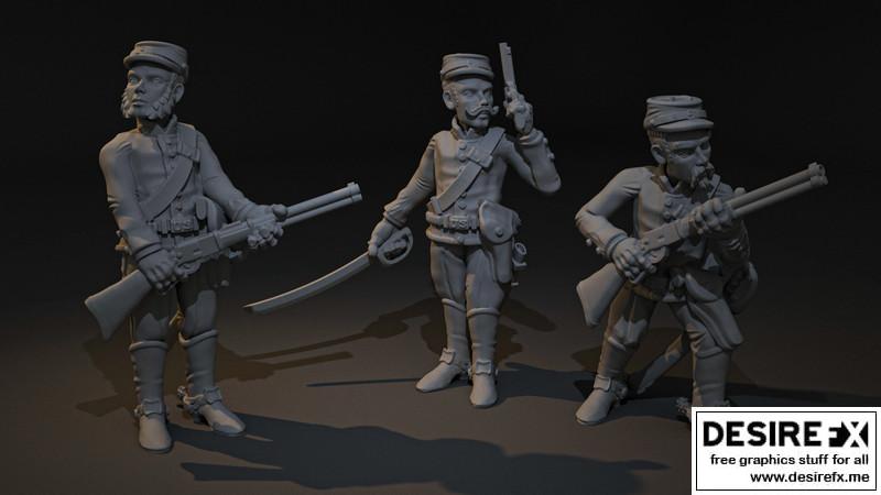 高 noon 3D打印迷你兵种模型|High Noon Miniature Set The Infantry – 3D Print Model STL