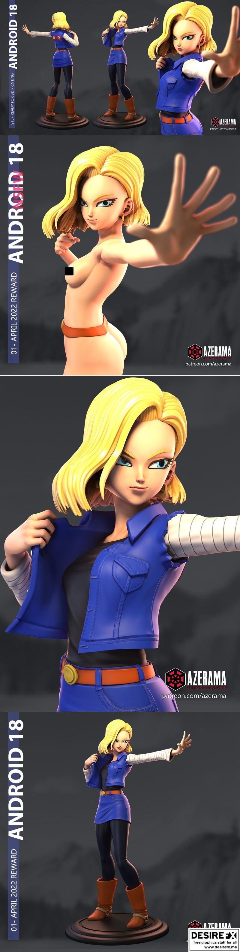 Android 18 - Azerama - 3D打印模型|Android 18 – Azerama – 3D Print Model STL