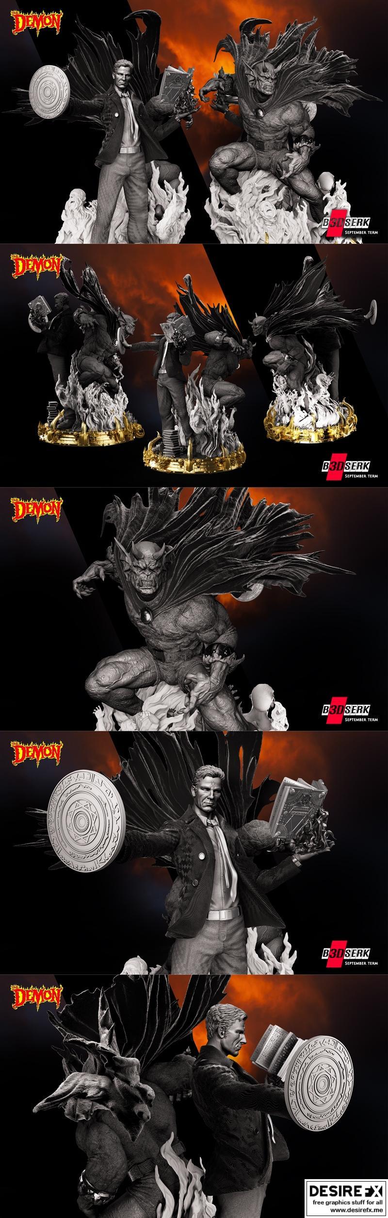 B3DSERK – 闪电侠与血之杰森 3D打印模型|B3DSERK – Diorama Etrigan and Jason Blood – 3D Print Model STL