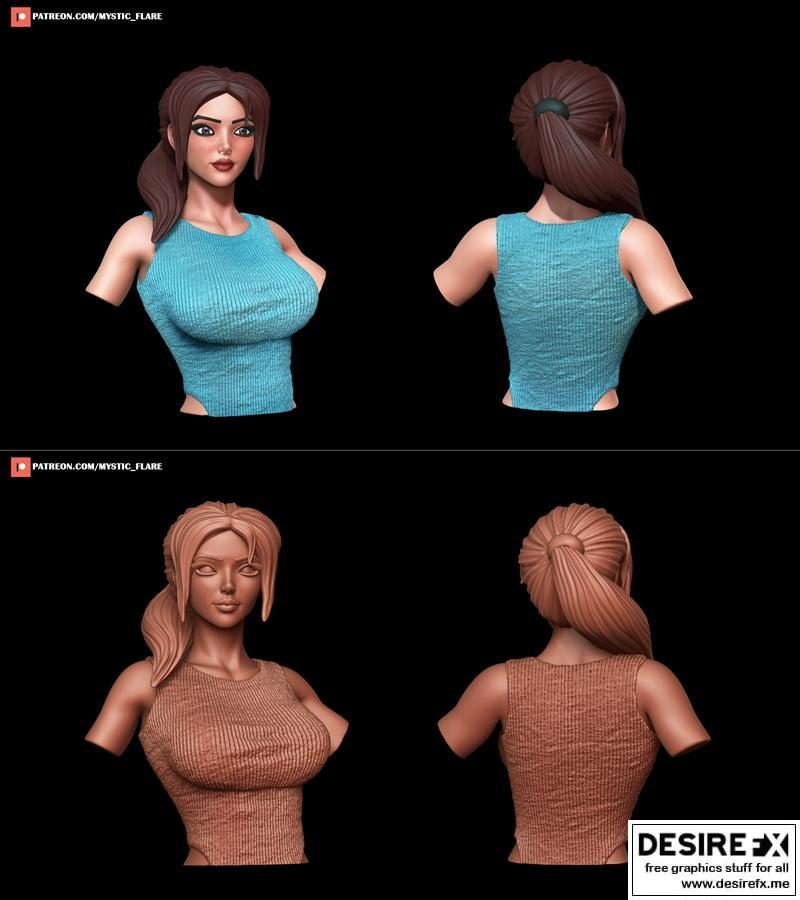 莉娜·克罗夫特 3D打印模型 STL|Lara Croft Bust – 3D Print Model STL